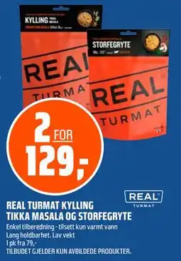 Coop Obs REAL TURMAT KYLLING TIKKA MASALA OG STORFEGRYTE tilbud