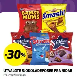 Bunnpris Nidar sjokoladeposer tilbud