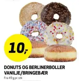 Bunnpris Donuts og berlinerboller vanilje/bringebar tilbud