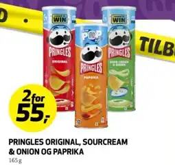 Bunnpris Pringles original, sourcream & onion og paprika tilbud