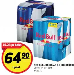Bunnpris Red Bull Regular og Sukkerfri tilbud