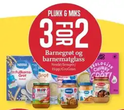 CC Mat Nestlé/Semper/Hipp/GroGron barnegrøt og barnematglass tilbud