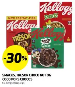 Bunnpris Kelloggs Smacks, Tresor Choco Nut og Coco Pops Chocos tilbud