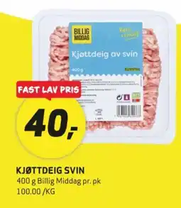 Bunnpris Billig Middag Kjøttdeig Svin tilbud