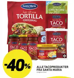 Bunnpris Santa Maria alle tacoprodukter tilbud