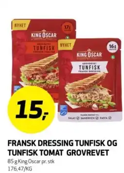 Bunnpris King Oscar Fransk Dressing Tundefisk Og Tundefisk Tomat Grovrevet tilbud