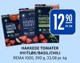 Rema 1000 Rema 1000 hakke tomater hvitløk/basil/chili tilbud