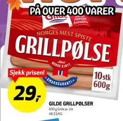 Bunnpris GILDE GRILLPØLSER tilbud