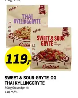Bunnpris SWEET & SOUR-GRYTE OG THAI KYLLINGGRYTE tilbud