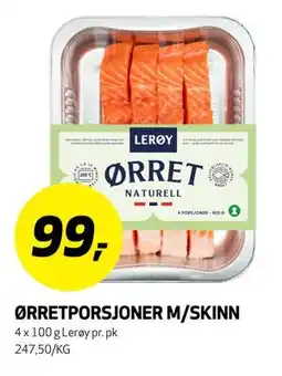 Bunnpris ØRRETPORSJONER M/SKINN tilbud