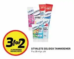 Bunnpris UTVALGTE SOLIDOX TANNKREMER tilbud