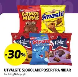 Bunnpris UTVALGTE SJOKOLADEPOSER FRA NIDAR tilbud