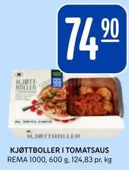 Rema 1000 KJØTTBOLLER I TOMATSAUS tilbud
