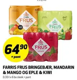 Bunnpris FARRIS FRUS BRINGEBÆR, MANDARIN & MANGO OG EPLE & KIWI tilbud