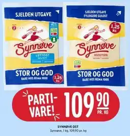 Rema 1000 SYNNØVE OST tilbud