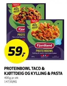 Bunnpris Proteinbowl taco & kjøttdeig og kylling & pasta tilbud