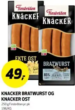 Bunnpris Knacker bratwurst og knacker ost tilbud