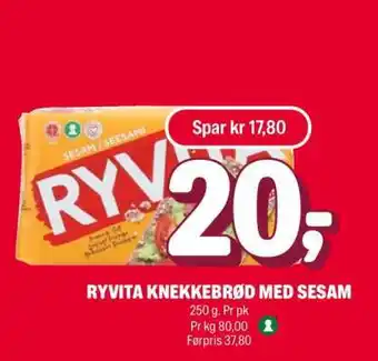 Coop Extra RYVITA KNEKKEBRØD MED SESAM tilbud
