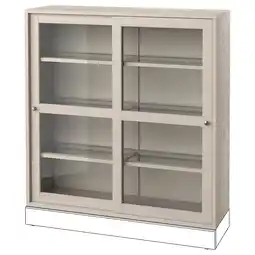 IKEA Havsta Vitrineskap, gråbeige, 121x35x123 cm tilbud
