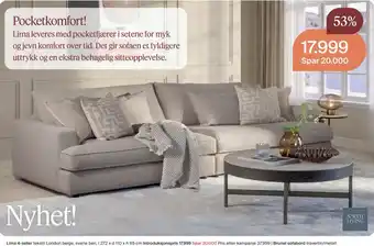 North Living Lima 4-seter tekstil London beige, svarte ben
