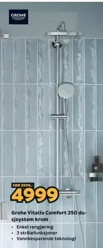 Megaflis Grohe Vitalio Comfort 250 dusjsystem krom tilbud