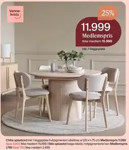 Møbelringen Chiba spisebord tilbud