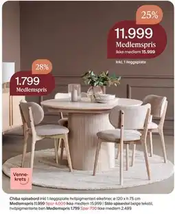 Møbelringen Chiba spisebord tilbud
