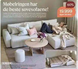 Møbelringen Hovden Harmony sjeselong sovesofa tilbud