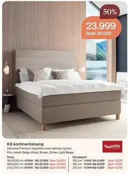 Møbelringen Wonderland K8 kontinentalseng tilbud