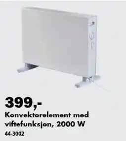 Biltema Konvektorelement med viftefunksjon, 2000 W tilbud