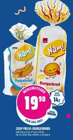 Coop Obs Coop Pølse-/Burgerbrød tilbud