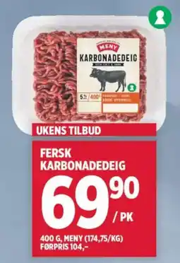 Meny Meny karbonadeig tilbud