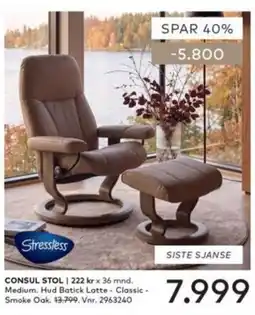 Skeidar Stressless Consul Stol tilbud
