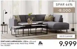 Skeidar Portland hjørnesofa tilbud