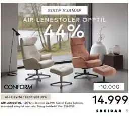 Skeidar Conform air lenestoler tilbud