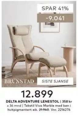 Skeidar Brunstad delta adventure lenestol tilbud