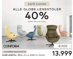 Skeidar Conform globe lenestol tilbud