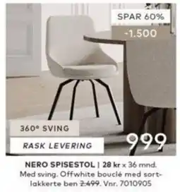 Skeidar Nero spisestol tilbud