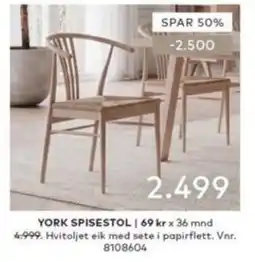 Skeidar York spisestol tilbud
