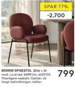 Skeidar Bonnie spisestol tilbud