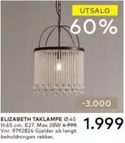 Skeidar Elizabeth taklampe tilbud