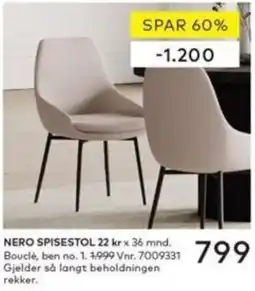 Skeidar Nero spisestol tilbud