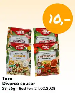 Havaristen Toro diverse sauser tilbud