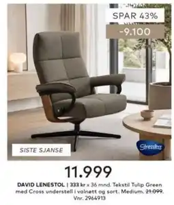 Skeidar Stressless David Lenestol tilbud