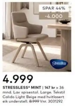 Skeidar Stressless Mint tilbud