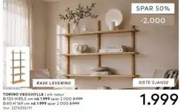 Skeidar Torino vegghylle i eik natur tilbud