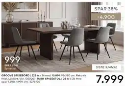 Skeidar Groove spisebord turn spisestol tilbud