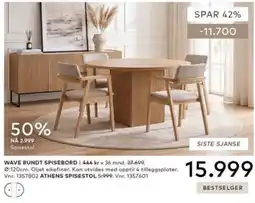 Skeidar Wave rundt spisebord tilbud