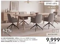 Skeidar A-line spisebord basil spisestol tilbud