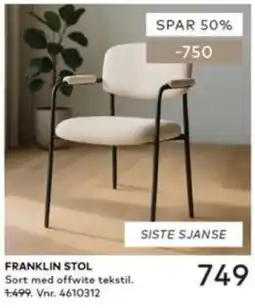 Skeidar Franklin stol tilbud
